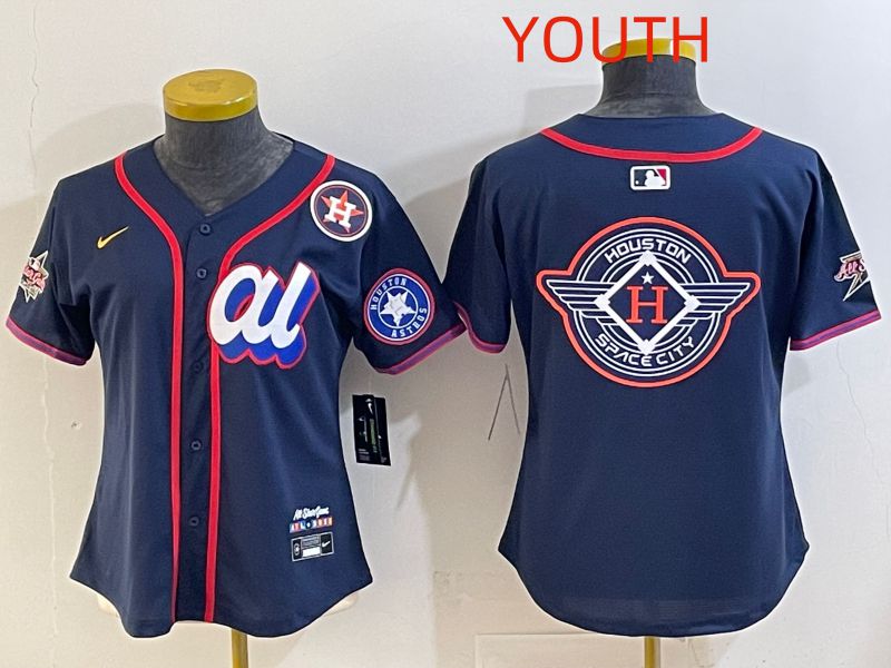 Youth 2025 Houston Astros Blank Drak Blue All star Nike MLB Jersey style 012->youth mlb jersey->Youth Jersey